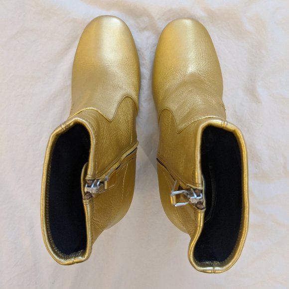 Prada Gold Textured-Leather Ankle Boots, size 36.5 - Picture 5 of 7